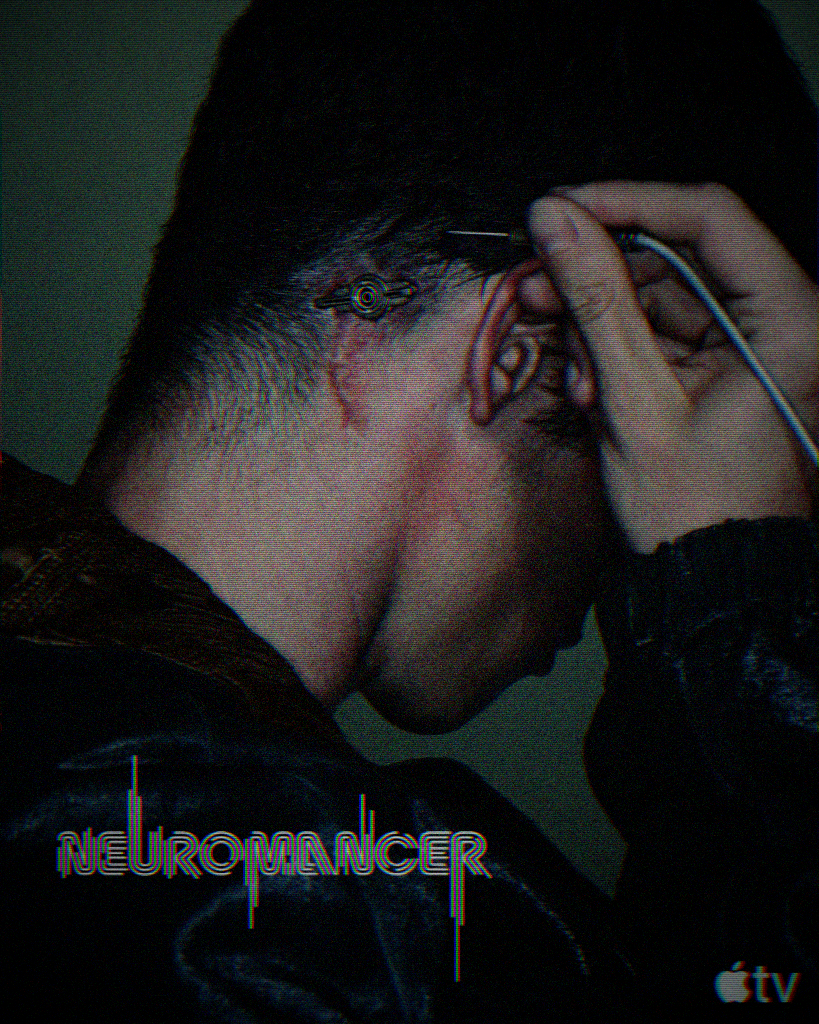 Neuromancer Apple TV+ — Neural implant close-up with cable